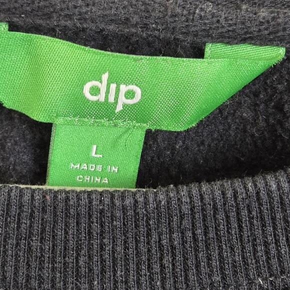 Dip Cropped LOVE Sweatshirt Long Sleeve Retro Y2K Grunge Moto Hipster Black LARG - Picture 3 of 5